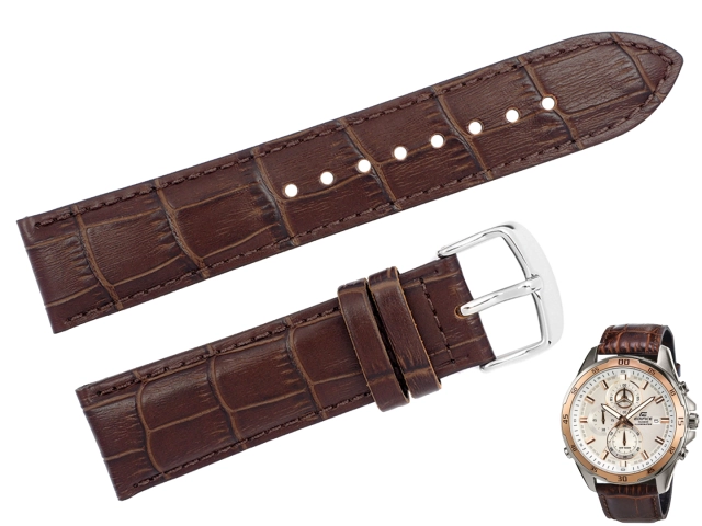 Oryginalny pasek Casio Edifice EFR-547L-7AV EFR-547L EFR-547 brązowy aligator skóra 22mm + teleskopy